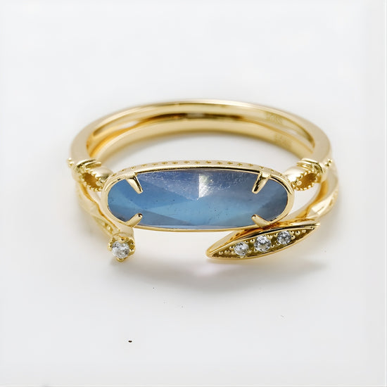Mystery Labradorite Amethyst Ring