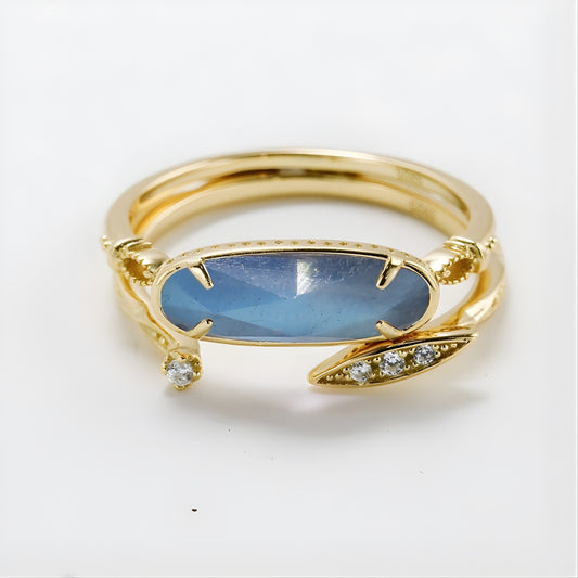 Mystery Labradorite Amethyst Ring