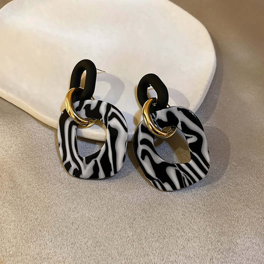 Zebra Stripes Acrylic Drop Earrings