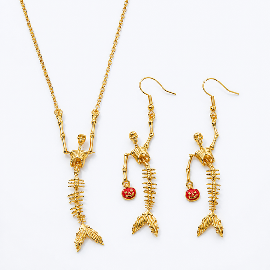 Spooky Skeleton with Fish Tails Necklace
