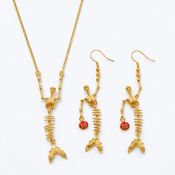 Spooky Skeleton with Fish Tails Necklace