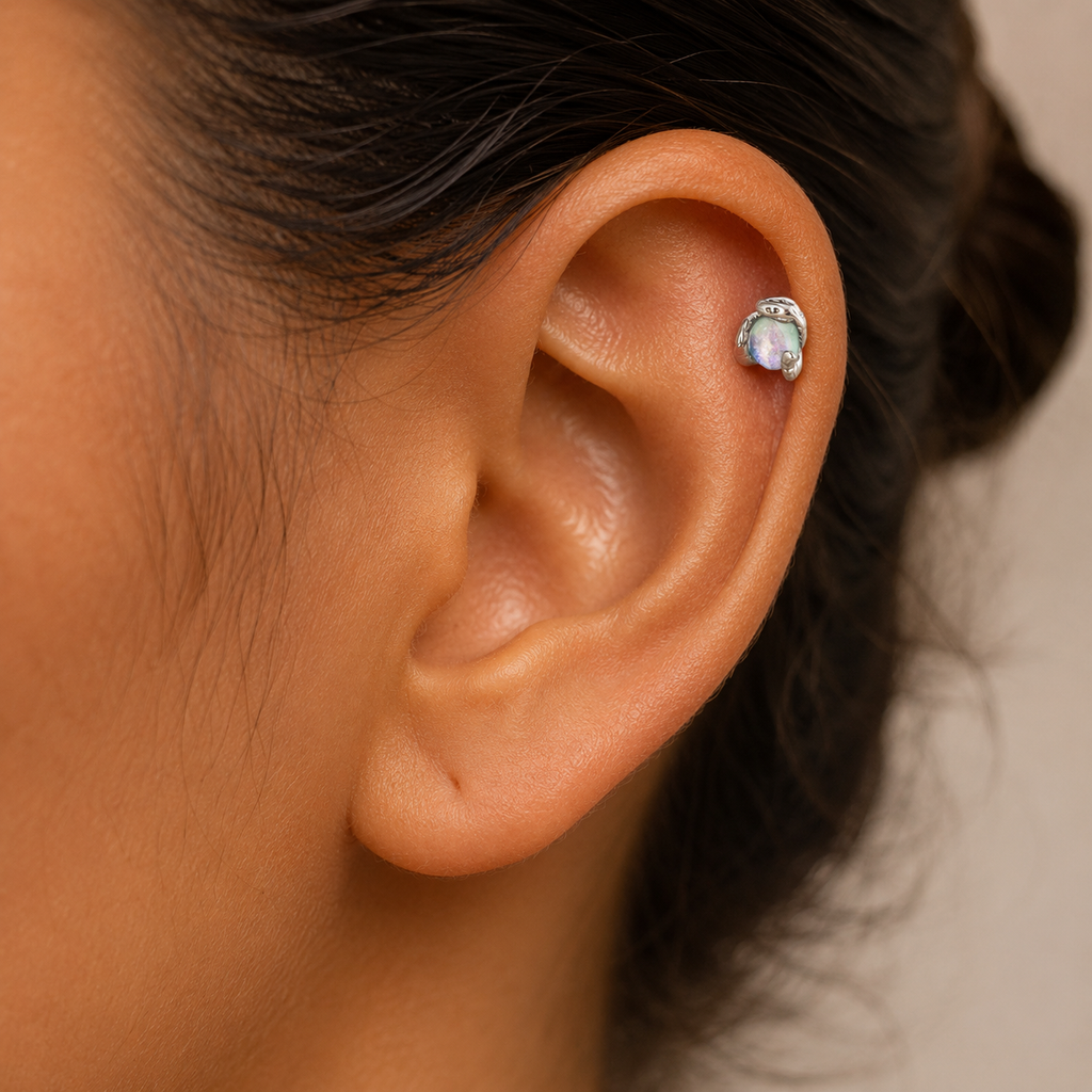 Moonlit Serpent Flat Back Tragus Stud