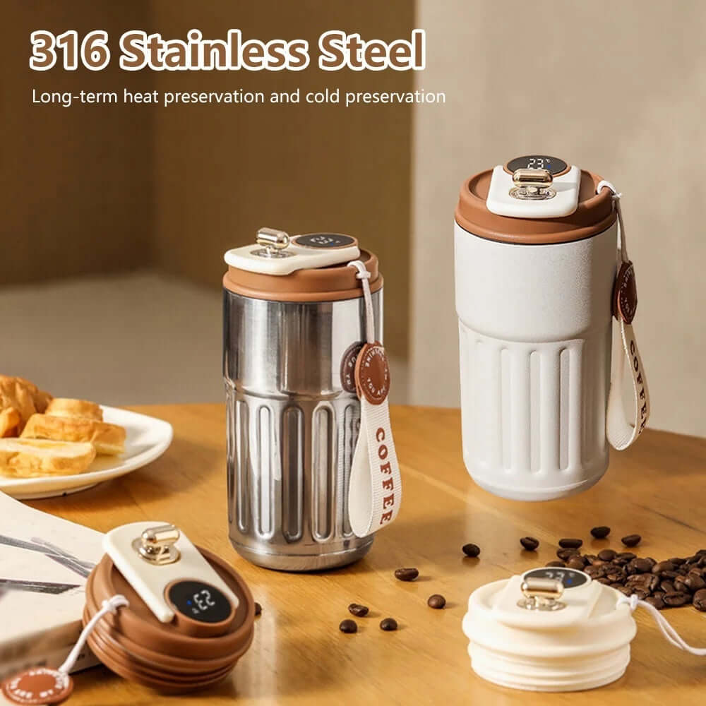 Smart Digital Portable Thermal Coffee Mug Stainless Steel