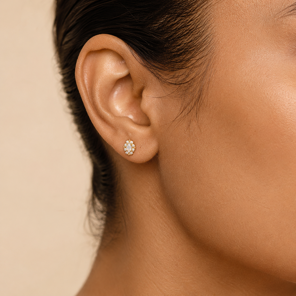 Golden Halo Ethiopian Opal Stud Earrings