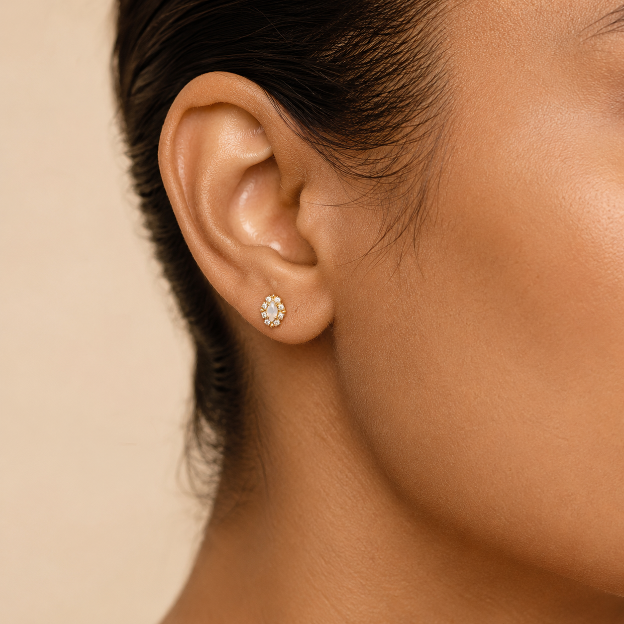 Golden Halo Ethiopian Opal Stud Earrings