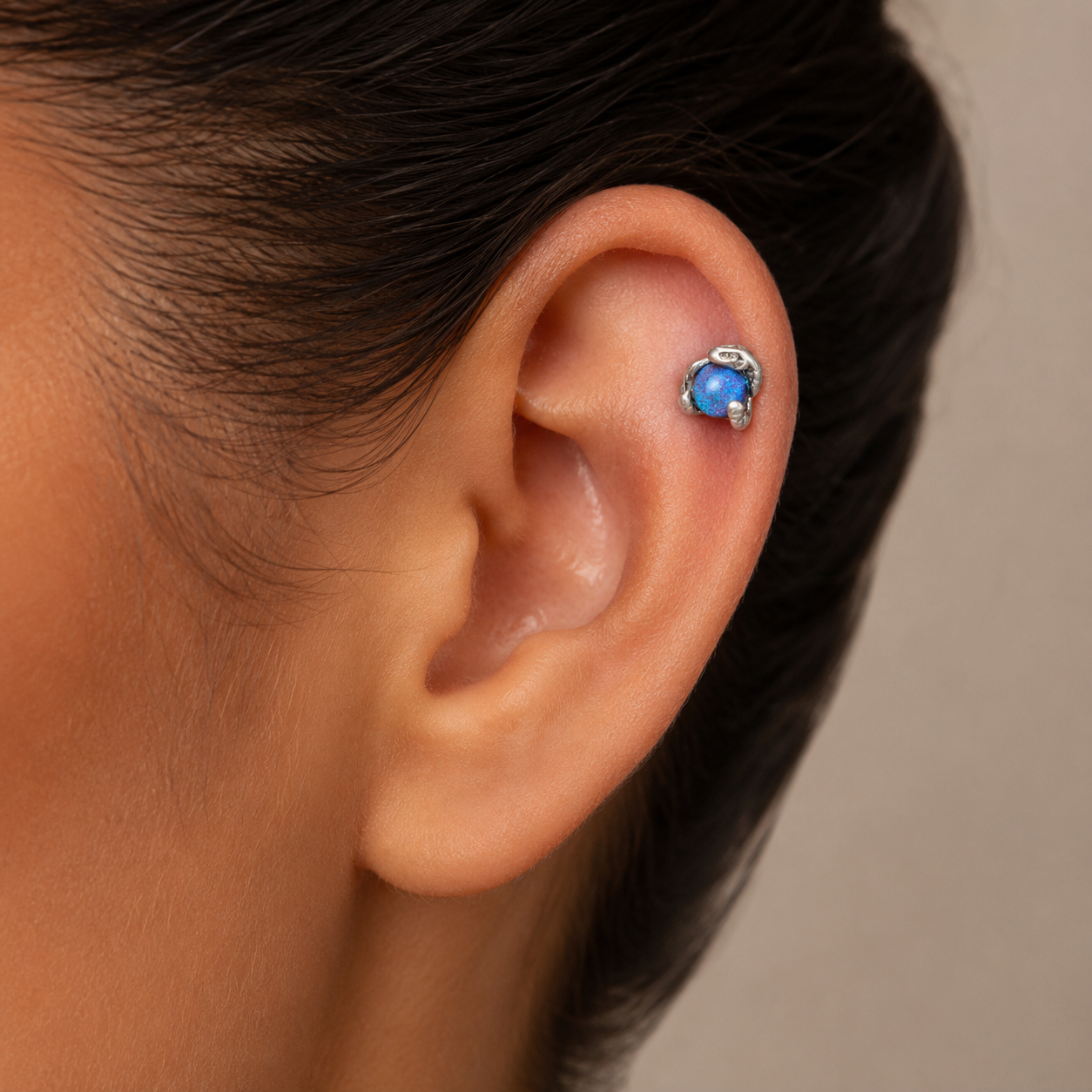 Moonlit Serpent Flat Back Tragus Stud