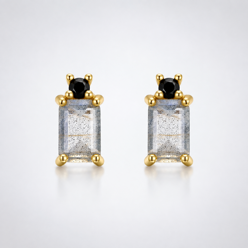 Midnight Mist Labradorite & Black Onyx Stud