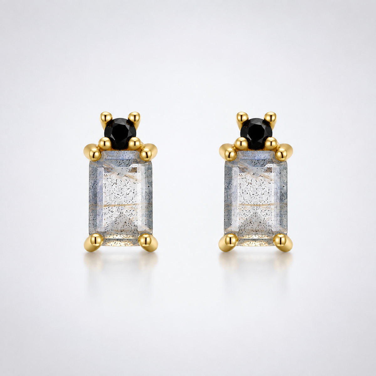 Midnight Mist Labradorite & Black Onyx Stud