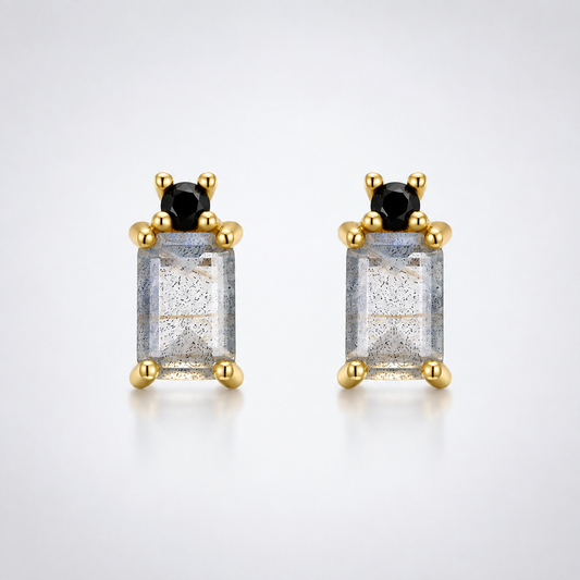 Midnight Mist Labradorite & Black Onyx Stud