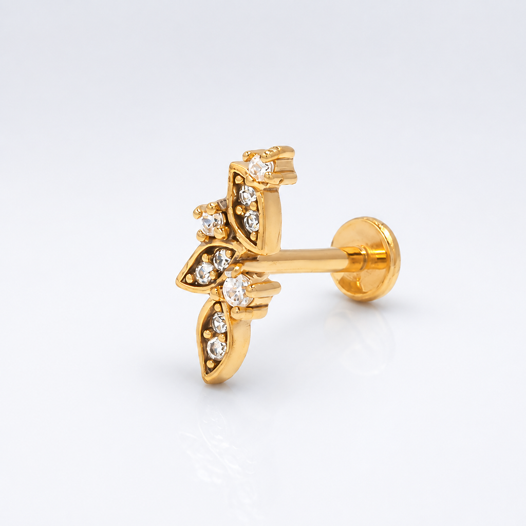 Vintage Floral Internal Thread Flat Back Tragus Stud