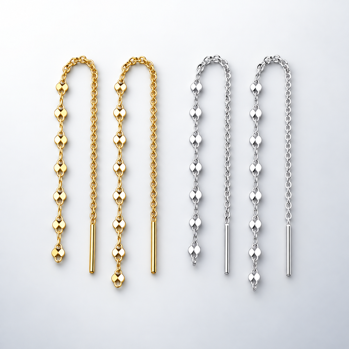 Minimal Lip Chain Tassel Spiral Earrings