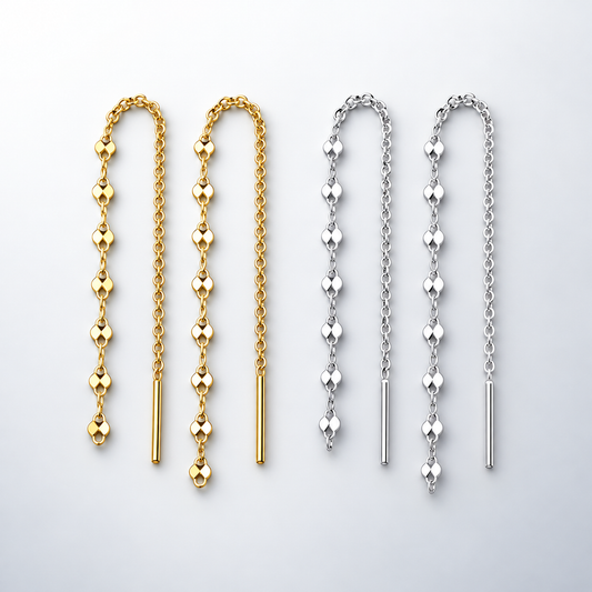 Minimal Lip Chain Tassel Spiral Earrings