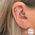 16G Sterling Silver CZ Nose Ring, CZ Cartilage Earrings, CZ Hoop Earring | HC030