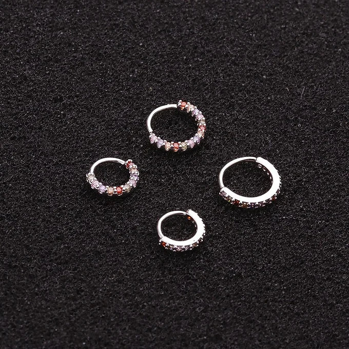 20G CZ Pave Hoop Piercing Septum Ring 