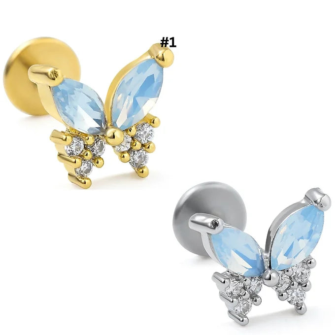 butterfly Reversible Threadless Flat Back Piercing 