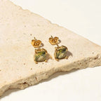 18K Gold Plated Tiny Green CZ Stud Earrings