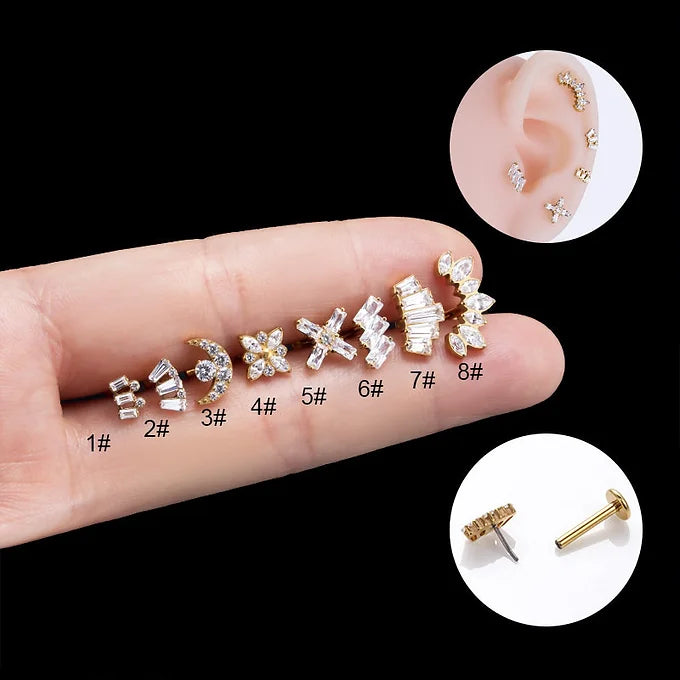 cartilage earrings, piercing jewelry, cartilage piercing, body jewelry, helix piercing, helix earrings, tragus piercing