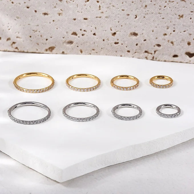 16G Titanium CZ Edge Seamless Hoop Ring
