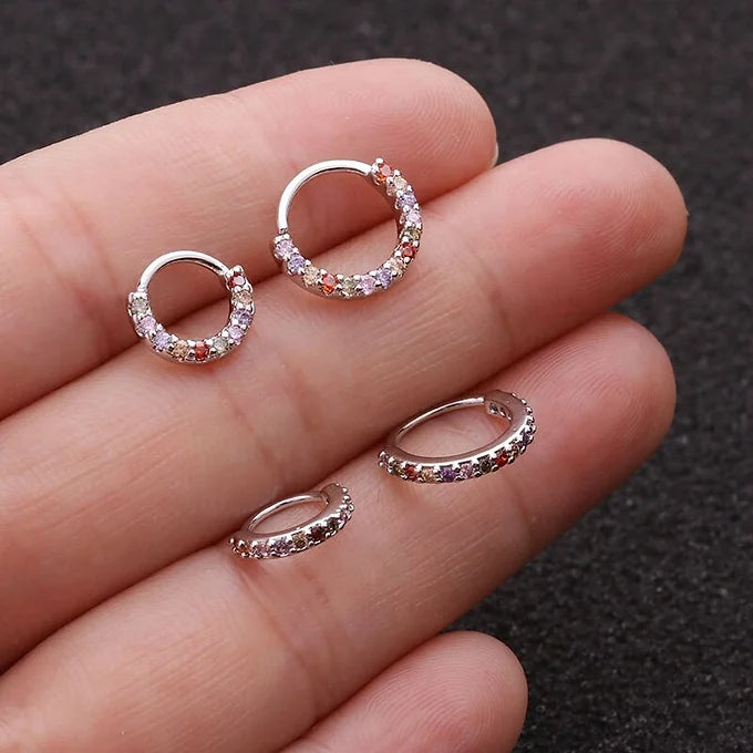 20G CZ Pave Hoop Piercing Septum Ring 