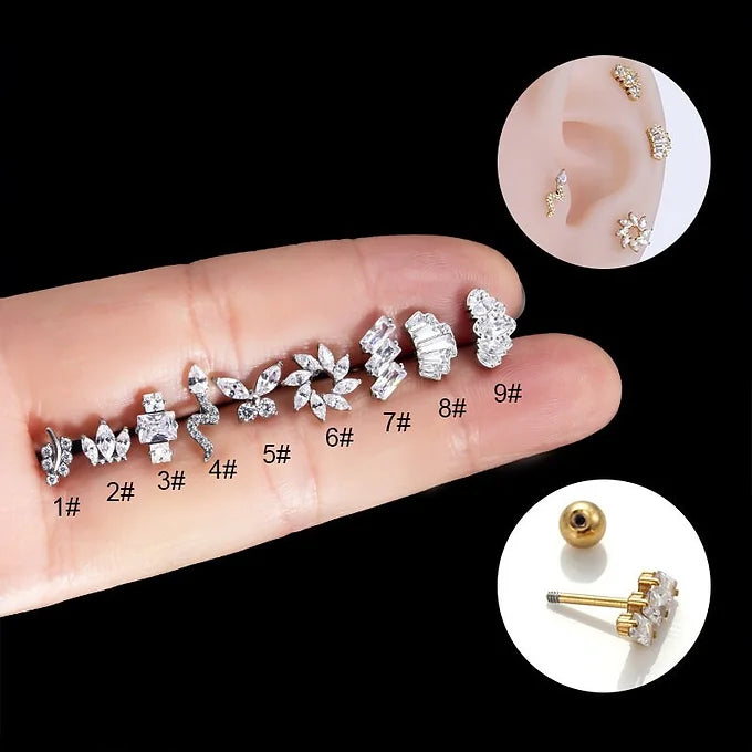 20G Surgical Steel Butterfly Sleep Cartilage Earrings silver