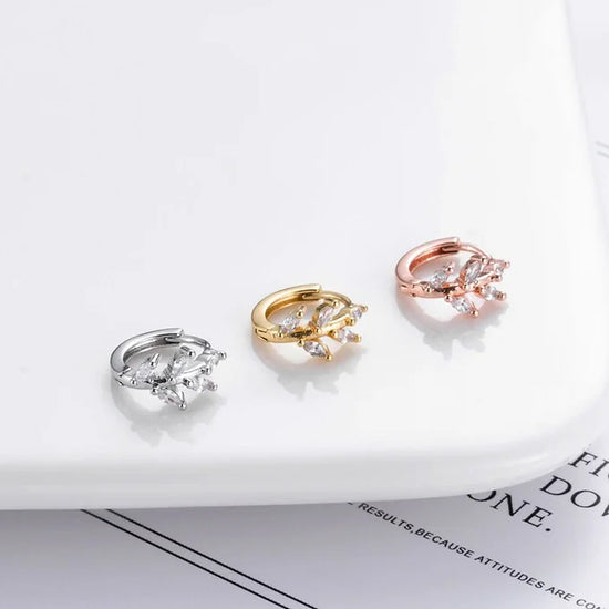 18K Gold leaf Huggies Conch Earrings