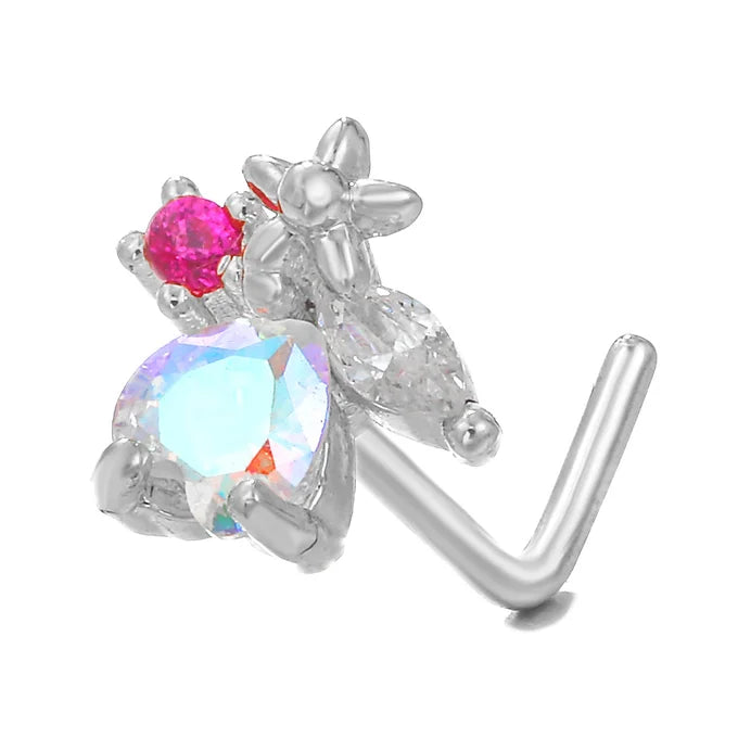 Hypoallergenic Unicorn L Bend Nostril Ring silver