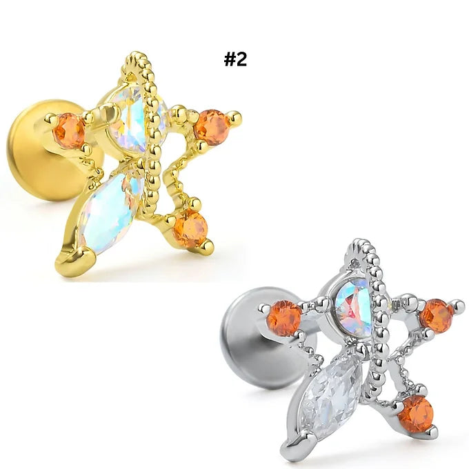 20G Surgical Steel Star Labret Back