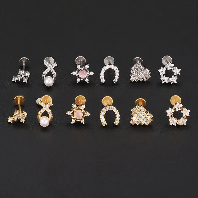 20G Reversible Cross Heart Flat Back Stud