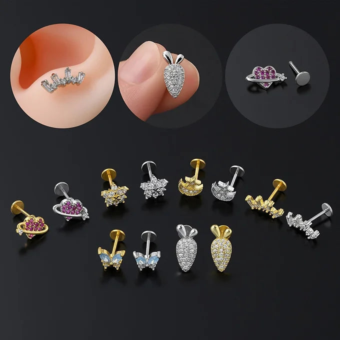 cartilage earrings, piercing jewelry, cartilage piercing, body jewelry, helix piercing, helix earrings, tragus piercing