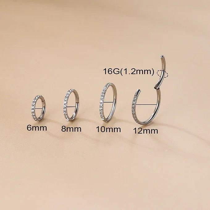 16G Titanium CZ Edge Seamless Hoop Ring