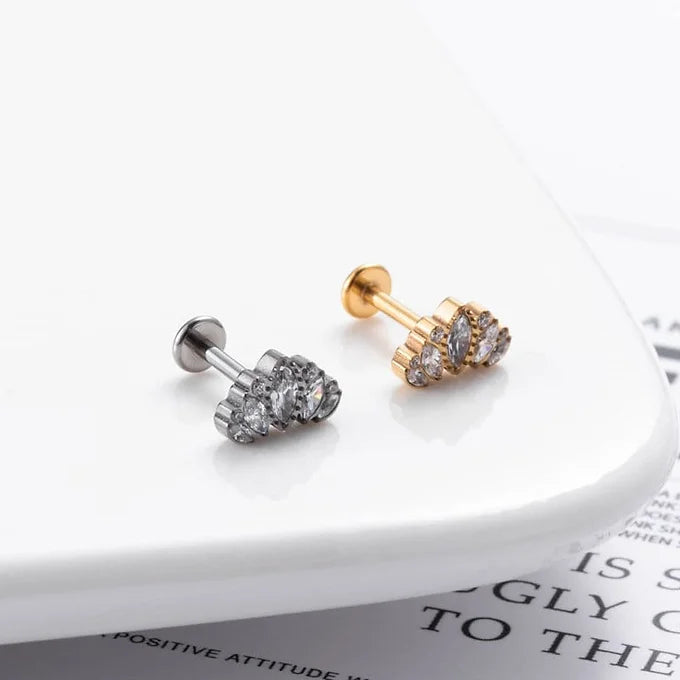 16G Titanium Windmill Leaf Push Pin Flat Back Stud
