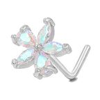 Hypoallergenic Flower L Bend Nostril Ring 