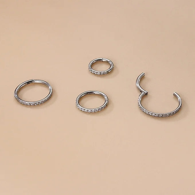 16G Titanium CZ Edge Seamless Hoop Ring