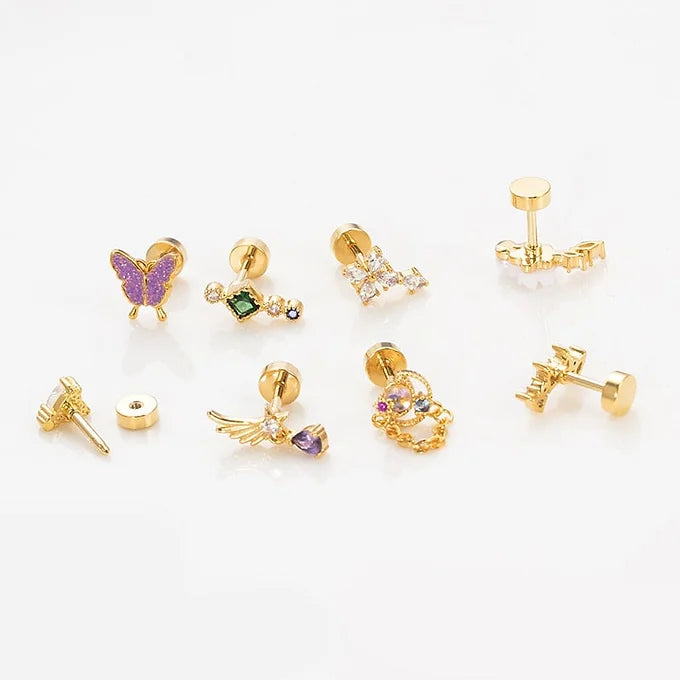 20G Gold Angel Wings Threadless Labret Piercing