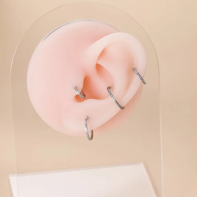 16G Titanium CZ Edge Seamless Hoop Ring