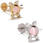 20G Reversible Sun Heart Flat Back Stud