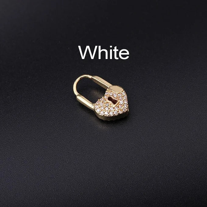 18K Gold Lock Huggies Heart Earrings | HSPJ325