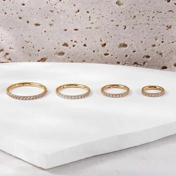 16G Titanium CZ Edge Seamless Hoop Ring