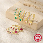 Sterling Silver CZ Heart CZ Huggie Hoop Earrings