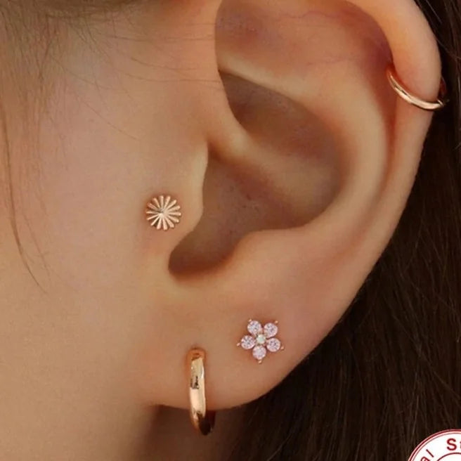 cartilage earrings, piercing jewelry, cartilage piercing, body jewelry, helix piercing, helix earrings, tragus piercing, flower earrings