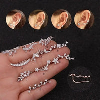 16G Cartilage Linear Flower Ear Clip Ear Cuff