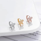18K Gold Heart Bow Huggies Conch Earrings
