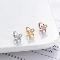 18K Gold Heart Bow Huggies Conch Earrings