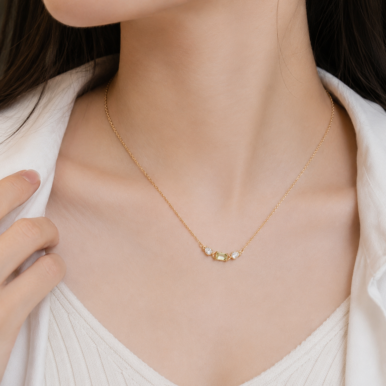 Dainty Peridot August Necklace 