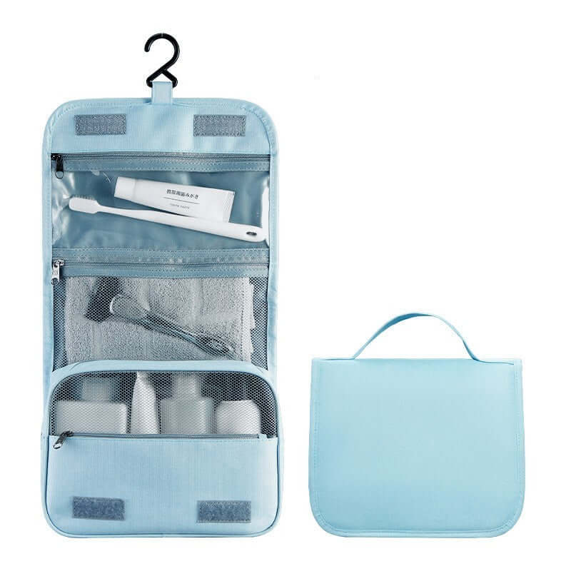 Hanging Waterproof Foldable Toiletry Wash Bag Travel Bag Sky Blue