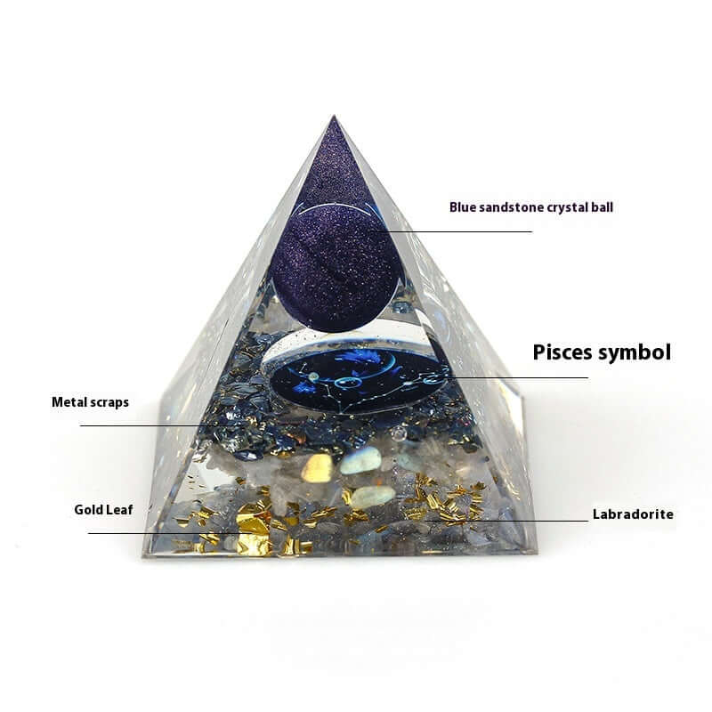 Handcraft Zodiac Pyramid Crystal Home Decoration Ornaments