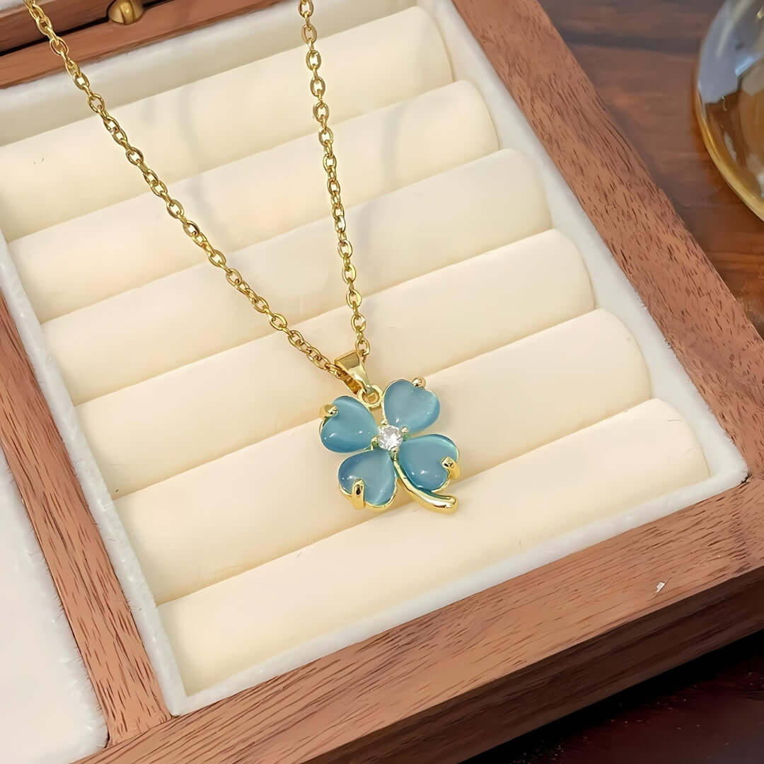 Titanium Four Leaf Clover Pendant Necklace 