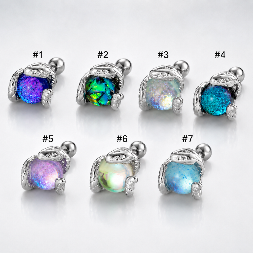 Moonlit Serpent Flat Back Tragus Stud