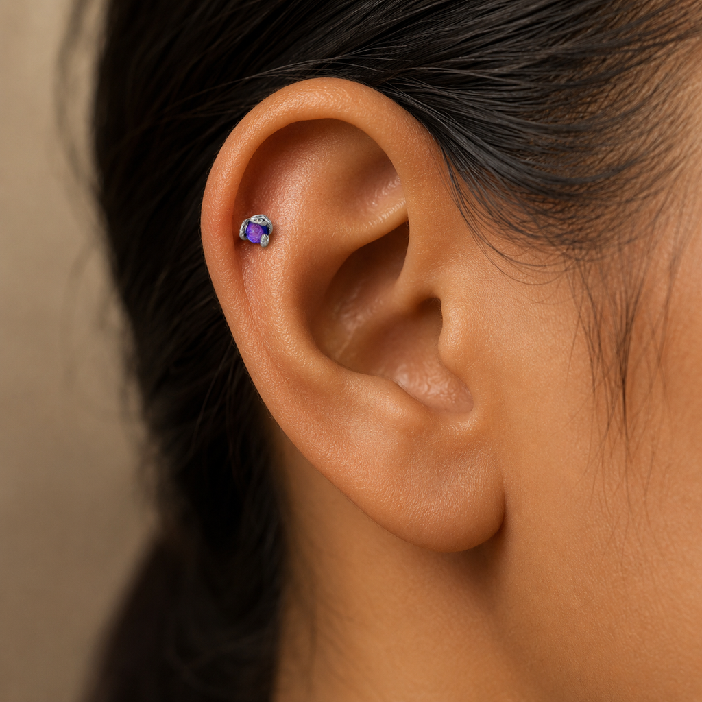 Moonlit Serpent Flat Back Tragus Stud