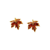 Personality Red Diamond Fashion Leaf Stud Earrings